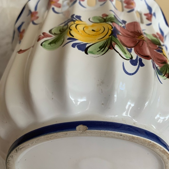 VESTAL Vintage Hand floral painted Alcobach Portugal ceramic planter pot… - Picture 12 of 12